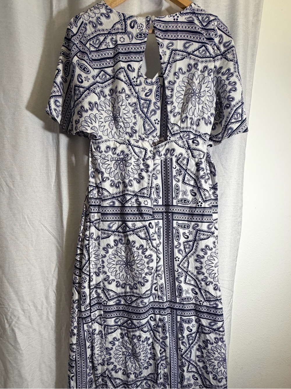 True Destiny White & Navy Paisley Overlay Romper - Picture 9 of 15